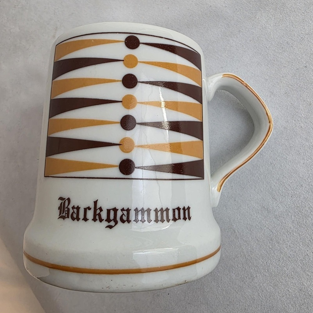 Vintage Shafford‎ Japan Mug Featuring Backgammon Board Game Exclusive Design